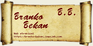 Branko Bekan vizit kartica